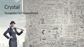  Presentation with hat - Audience pleasing PPT theme consisting of suit and hat with baseball backdrop and a  colored foreground