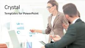  Presentation with successful - Colorful presentation enhanced with suit at the office leading backdrop and a white colored foreground