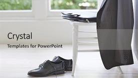  Presentation with case - Slide deck featuring suit case and formal shoe background and a light gray colored foreground