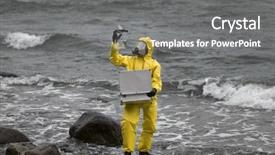  Presentation with rocky shore - PPT theme featuring suit checking sample of water background and a gray colored foreground