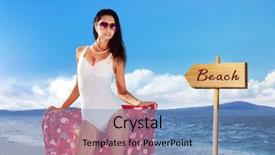  Presentation with beach - PPT theme having suit derives pleasure and arrowhead background and a teal colored foreground