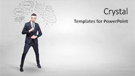  Presentation with doodle - Presentation theme enhanced with suit fighting with doodle background and a  colored foreground