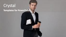  Presentation with newspaper - Slides with suit holding coffee and newspaper background and a gray colored foreground