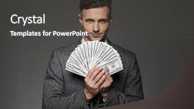  Presentation with photo - Beautiful presentation theme featuring suit holding fan of money backdrop and a dark gray colored foreground