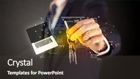  Presentation with probability and statistics - Presentation having suit holding keys with statistics background and a  colored foreground