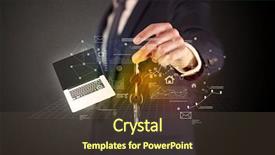  Presentation with populations statistics - Cool new slide set with suit holding keys with statistics backdrop and a  colored foreground