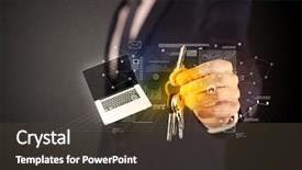  Presentation with housing - Slide set with suit holding keys with statistics background and a  colored foreground