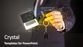  Presentation with statistics - Slide set having suit holding keys with statistics background and a  colored foreground