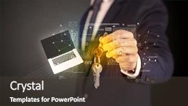  Presentation with statistics - Presentation theme enhanced with suit holding keys with statistics background and a  colored foreground