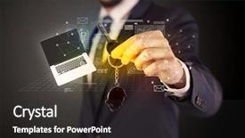  Presentation with probability and statistics - Slide deck enhanced with suit holding keys with statistics background and a  colored foreground