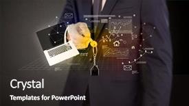  Presentation with statistics outliers - Theme enhanced with suit holding keys with statistics background and a dark gray colored foreground