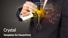  Presentation with statistics outliers - Slide deck with suit holding keys with statistics background and a  colored foreground