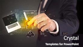  Presentation with probability and statistics - Theme having suit holding keys with statistics background and a  colored foreground