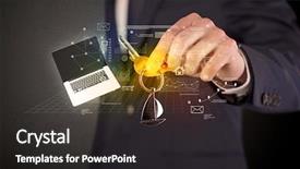  Presentation with probability and statistics - Cool new PPT layouts with suit holding keys with statistics backdrop and a dark gray colored foreground