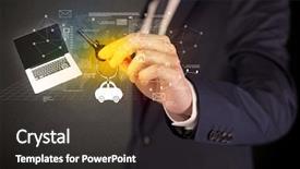  Presentation with statistics outliers - PPT theme having suit holding keys with statistics background and a dark gray colored foreground