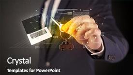  Presentation with probability statistics - Colorful theme enhanced with suit holding keys with statistics backdrop and a dark gray colored foreground