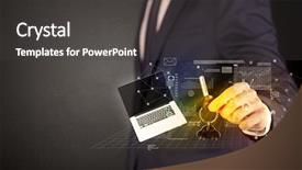  Presentation with populations statistics - Audience pleasing slide deck consisting of suit holding keys with statistics backdrop and a dark gray colored foreground