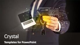  Presentation with statistics - Beautiful presentation theme featuring suit holding keys with statistics backdrop and a dark gray colored foreground