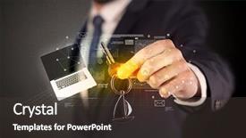  Presentation with housing - Audience pleasing slide deck consisting of suit holding keys with statistics backdrop and a dark gray colored foreground