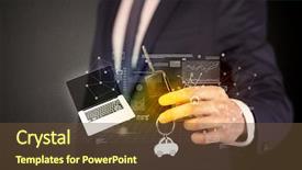  Presentation with populations statistics - PPT layouts having suit holding keys with statistics background and a  colored foreground