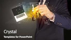  Presentation with statistics - Audience pleasing PPT layouts consisting of suit holding keys with statistics backdrop and a dark gray colored foreground