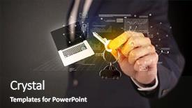  Presentation with probability statistics - Slide set having suit holding keys with statistics background and a  colored foreground