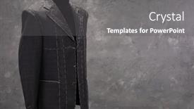  Presentation with mannequin - Colorful slide deck enhanced with suit-jacket-on-male-tailor backdrop and a gray colored foreground