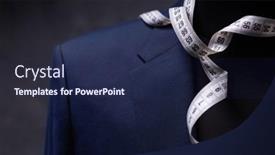  Presentation with mannequin - Slide deck with suit-jacket-on-male-tailor background and a navy blue colored foreground