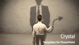  Presentation with what is thing used in looking for far object - Colorful presentation enhanced with suit looking at his devil backdrop and a coral colored foreground