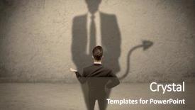  Presentation with devil - Presentation design having suit looking at his devil background and a violet colored foreground