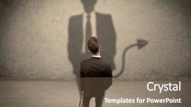  Presentation with devil - Beautiful slide deck featuring suit looking at his devil backdrop and a violet colored foreground