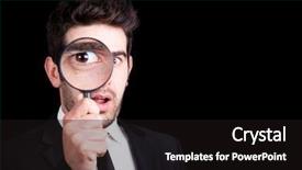  Presentation with man in suit and tie - Presentation design having lupe - young business man in suit background and a black colored foreground