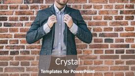  Presentation with brick wall - Slide deck consisting of suit-man-smart-casual-outfit background and a coral colored foreground