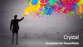  Presentation with painting - PPT theme with suit painting colorful splatter background and a gray colored foreground