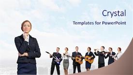  Presentation with music instruments - PPT layouts featuring suit playing different music instrument background and a sky blue colored foreground