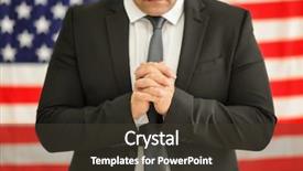 Presentation with christian - Slides featuring suit praying on american flag background and a tawny brown colored foreground