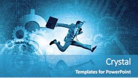  Presentation with running - Presentation design with suit running at full pelt background and a  colored foreground