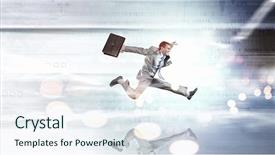  Presentation with running - Presentation theme with suit running at full pelt background and a  colored foreground