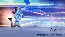  Presentation with teens running - Presentation theme featuring suit running at full pelt background and a  colored foreground