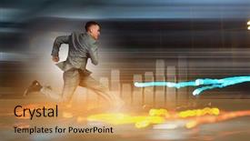  Presentation with running sock - Colorful presentation theme enhanced with suit running at full pelt backdrop and a  colored foreground