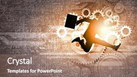  Presentation with running - Cool new presentation design with suit running at full pelt backdrop and a  colored foreground