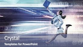  Presentation with running race lane - Presentation design having suit running at full pelt background and a  colored foreground