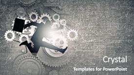  Presentation with running - PPT theme featuring suit running at full pelt background and a  colored foreground