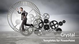  Presentation with running - Cool new slide set with suit running in hamster wheel backdrop and a gray colored foreground