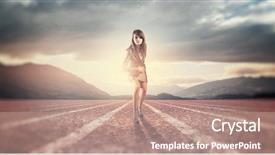  Presentation with stadium - Colorful presentation theme enhanced with suit running on stadium track backdrop and a coral colored foreground