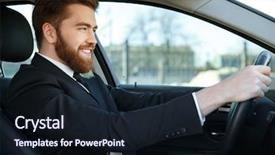  Presentation with wheel - Slide set consisting of suit sitting at the wheel background and a wine colored foreground