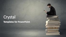  Presentation with dark grey - PPT layouts featuring suit sitting on a stack background and a gray colored foreground