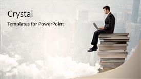  Presentation with elegant table setting - Cool new presentation theme with suit sitting on a stack backdrop and a sky blue colored foreground