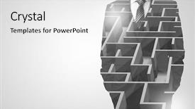  Presentation with maze - PPT theme consisting of suit standing with maze background and a white colored foreground