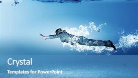  Presentation with under water - PPT theme enhanced with suit swimming under water background and a teal colored foreground